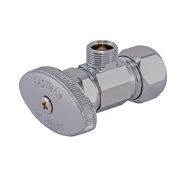 Eastman Multi-Turn Angle Stop Valve with Nut and Sleeve, 3/8 Inch OD x 5/8 Inch OD, Chrome Plate, 48290LF