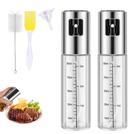Oil Spray Bottle with Scale Air Fryer Mister Refillable Kitchen Accessories for Cooking, Baking BBQ, Frying Set of 2