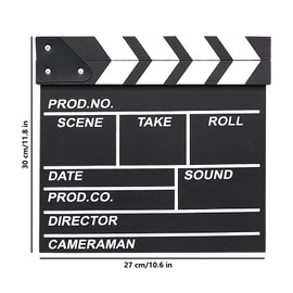 TULEBOLIAN Clapperboard,Board Director Board,Wooden Director'S Film Movie Slateboard Clapper Board,Shooting Props And Ornaments,Professional Vintage Tv Movie Film Clap Board,Film Clap Board(Black)