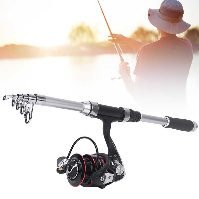 Portable Fishing Pole Set Telescopic Fishing Rod Reel Combos Kit