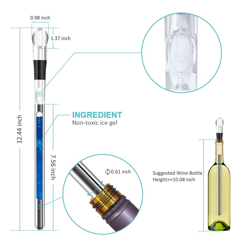 Wine Chiller, 3-in-1 Stainless Steel Wine Bottle Cooler Stick -