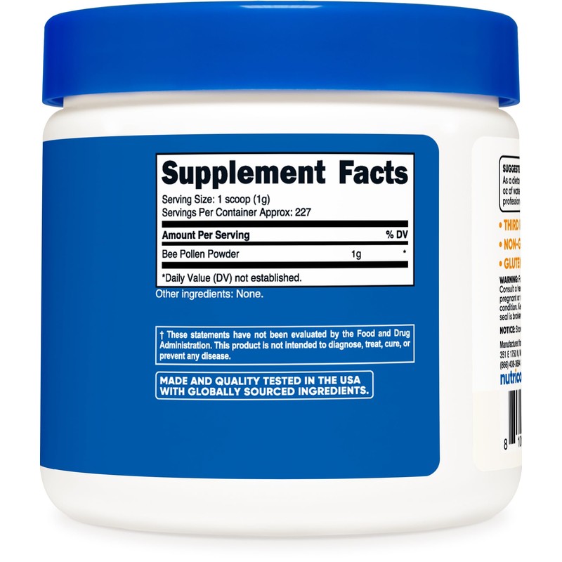 Nutricost Bee Pollen Powder (8 oz) (Unflavored) - 227 Servings,