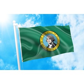 DMSE Washington State Flag 2x3 Ft Foot 100% Polyester 100D Flag UV Resistant (2' X 3' Ft Foot)