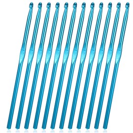 5mm Crochet Hook Set 12 Pack Aluminum Handle Knitting Needles Whith Ergonomic Handle Design Knitting Needles for DIY Yarn Craft Beginners Women Adults- Bright Blue