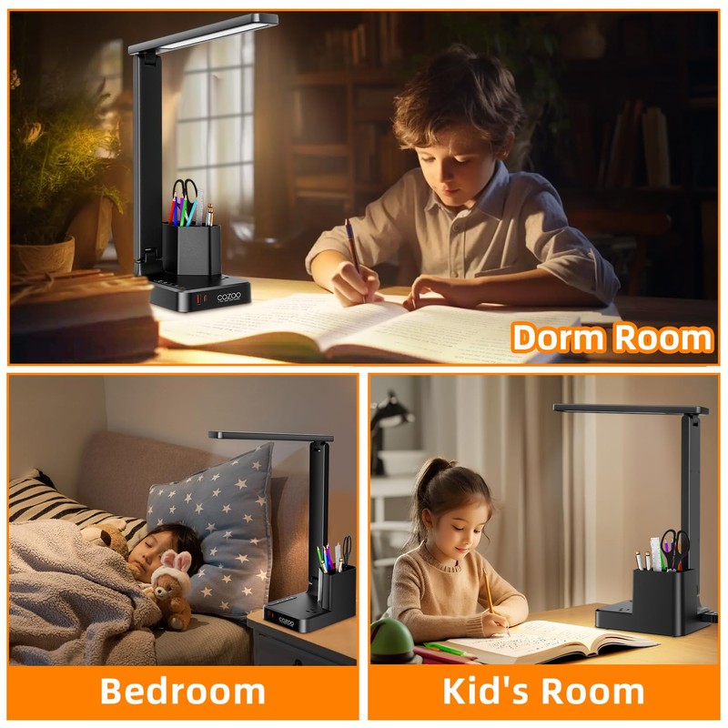 COZOO LED Desk Lamp with 3 USB Charging Ports,2 AC