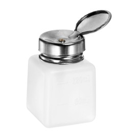 HARFINGTON Solvent Alcohol Dispensers 120ml(4oz) Push Down Liquid Dispenser Pump Bottle with Sealing Stainless Steel Lid for Acetone Cleanser Polish Remover, White