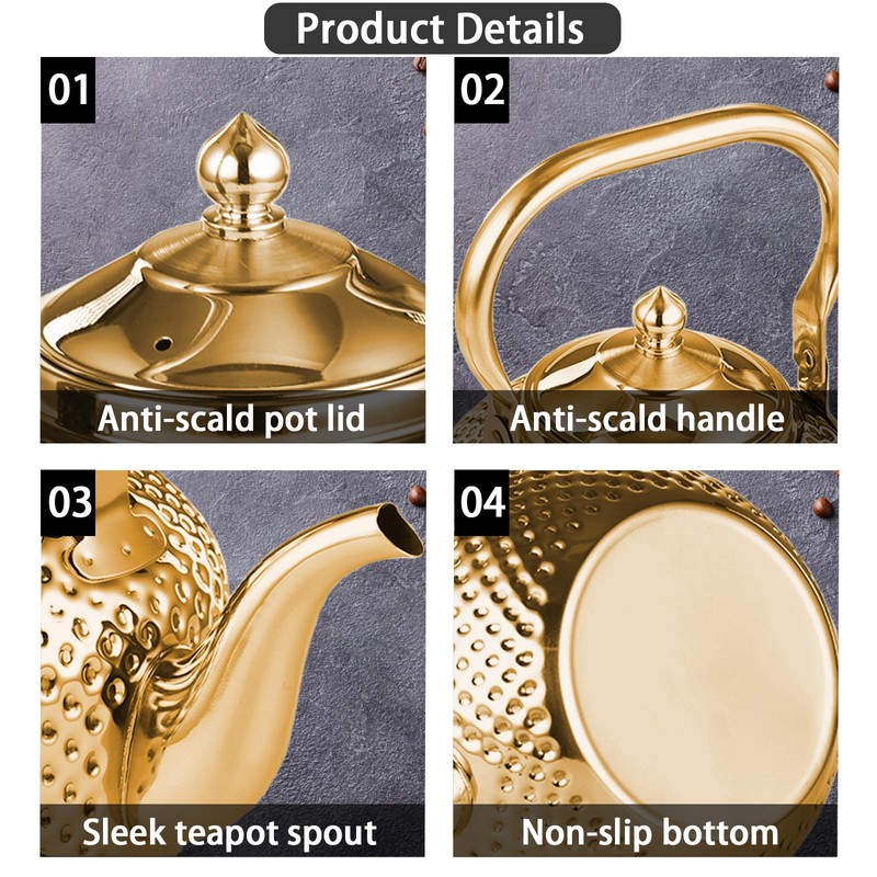Alunsito Teapot for Stove Top, Stovetop Tea Kettle, Food Grade