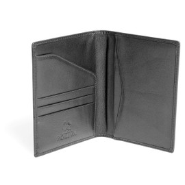 Premium Leather Passport Holder - POLIVA Credit Card Holder with RFID Protection & 6 Storage Compartments - DIN A6 - Handmade, black, Classic