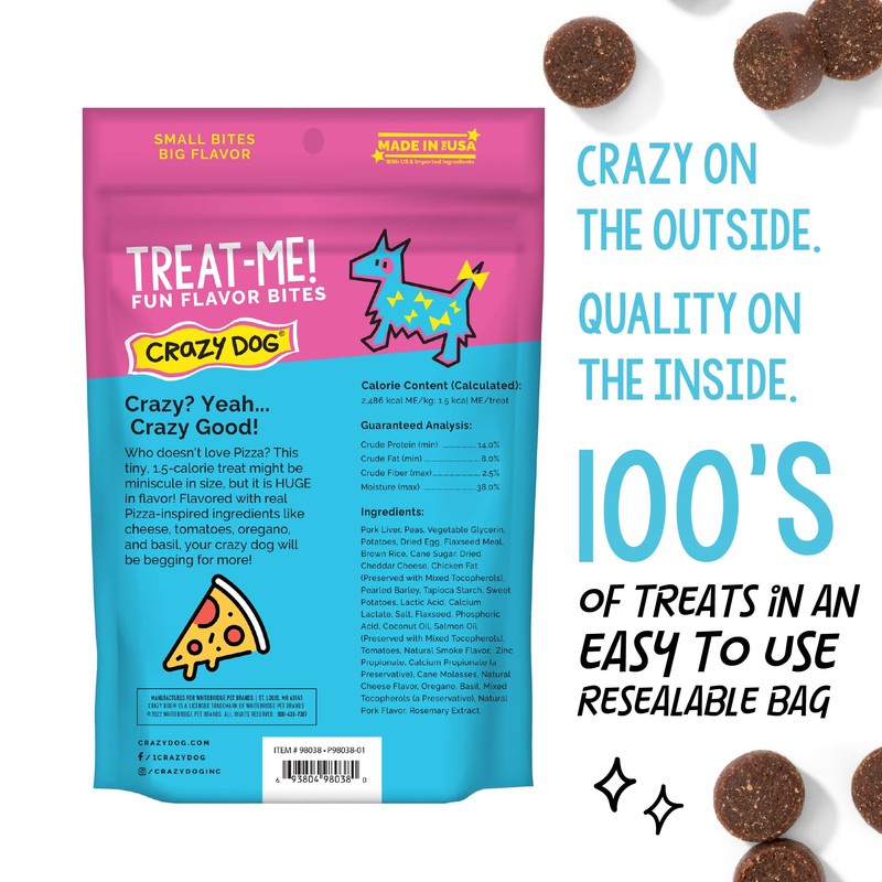 Crazy Dog Treat-Me! Mini Treats, Pizza, 4 oz.