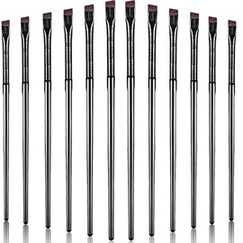 12 pinceles para delineador de ojos en ángulo fino, delineador de ojos inclinado, brochas de maquillaje, brochas de punta inclinada, cepillo de