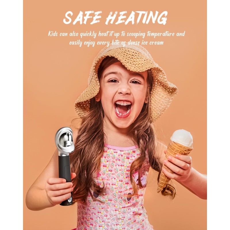 Active heating thermostatic ice cream scooper Easy Scooping for hard