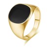 LIOYSIUT Black Onyx Ring for Men 18K Yellow Gold Over