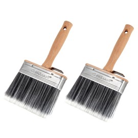 Genixart Deck Stain & Sealer Block Paint Brush - 5 inch Big Fence Stain Brush for Wood - Large Masonry Paintbrush - Wide Limewash Brushes for Brick Concrete Walls (2pcs Pack)