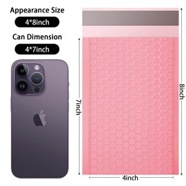 Bubble Mailers, 4x7 Inch Padded Bubble Mailers Pack of 100 Bubble Envelopes Opaque Self Seal Adhesive Waterproof Bags for Shipping and Packaging (Pink, 4x7-100Pc)