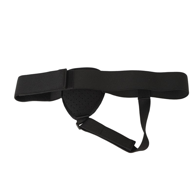 Inguinal Hernia Belt Adjustable Black PVC Gel Bag Soft Foam