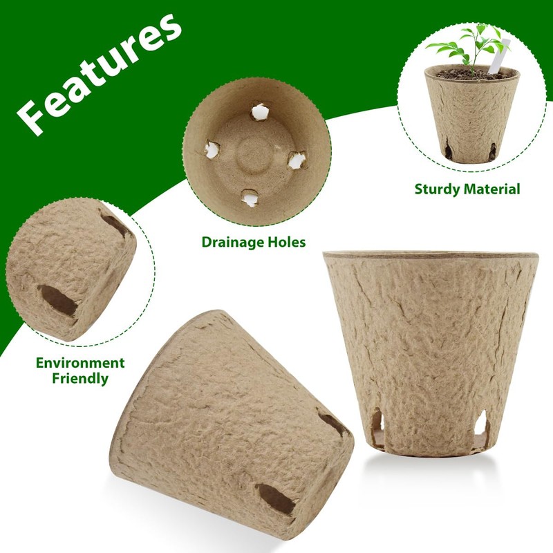 DOOPP 3.15 Inch Seedling Peat Pots, Biodegradable Seed Starters with