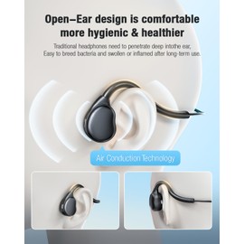 Wired Headphones with Mic(Dual) Open Ear Headphones Air Conduction USB Headset Call Noise Reduction Premium Stereo Sound 0.88Oz Ultra-Light Design Perfect for PC Laptop-Black