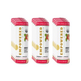 Organic Strawberry Lemon Basil Energy & Focus Drink | Green Tea (Natural Caffeine), L-Theanine, Ashwagandha, Electrolytes |12oz. Cans (Pack of 12)