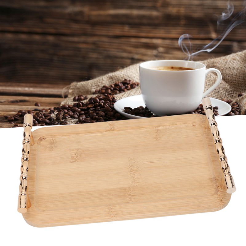 Bamboo Serving Tray with 2 Handle Eco Friendly Multipurpose Rectangular