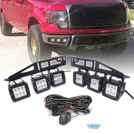 6X 3'' LED Cube Fog Light Pod Hidden Bumper Triple Foglamp Mounting Bracket w/Rocker Switch Wiring Kit Compatible with Ford Raptor 2017-2020