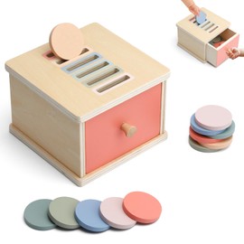APOMOONS Toddlers Montessori Coin Box Toys Montessori Coin Box Object Permanence Box Montessori Toys for 1 2 3 Year Old for Toddlers 1-3 Color Sorting Stacking Sensory for Ages 2-4 Easter Birthday