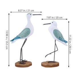 Milisten 2pcs Wooden Seagull Figurine Nautical Decorations Desktop Ornaments Rustic Vintage Sea Bird Sculpture Mediterranean Coastal Beach Home Art Holiday Christmas Green