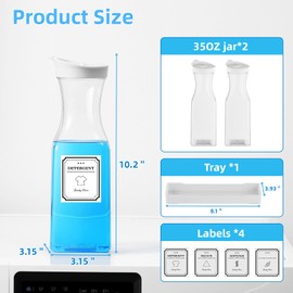 Laundry Detergent Dispenser,Laundry Soap Dispenser,Laundry Detergent Container,35OZ Fabric Softener Dispenser with Tray,Liquid Laundry Detergent Dispenser, Laundry Room Organization,Extra 4 Labels