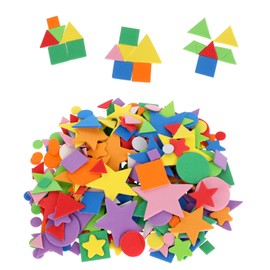 BOHUIZ 313 Pcs Foam Stickers Foam Geometric Shape Stickers, 10 Colors Self Adhesive Circle Square Triangle Pentagram Geometric Stickers for DIY Crafts Scrapbooking Kids School Project Party Decor