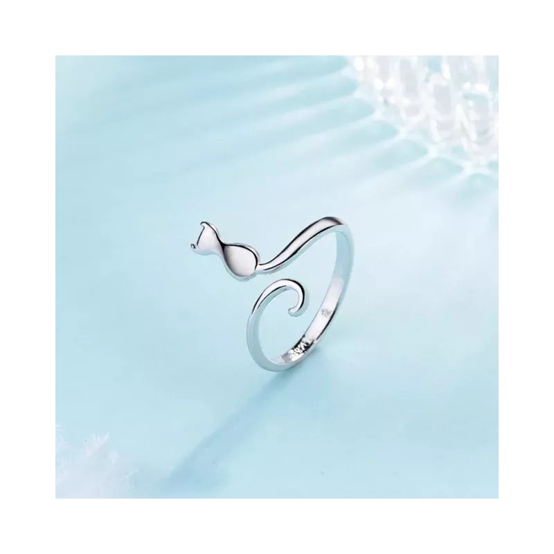 Dtup Anillo Kitten Elegante Plata Gato Regalo Minino Cat Kawaii