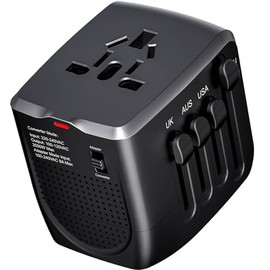 International Travel Adapter Voltage Converter Steps Down 220V to 110V for Cell Phones, Laptops, and Curling Irons, US to UK, Europe, Australia, and More Than 200 Countries