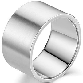 Jude Jewelers 12mm Stainless Steel Matte Brushed Classic Simple Plain Wedding Band Statement Biker Anniversary Ring (Silver, 8)