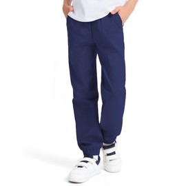 KEREDA Boys Uniform Pants Pull On Twill Jogger Pants for Boys School Clothes with Pockets Navy 7-8 Years