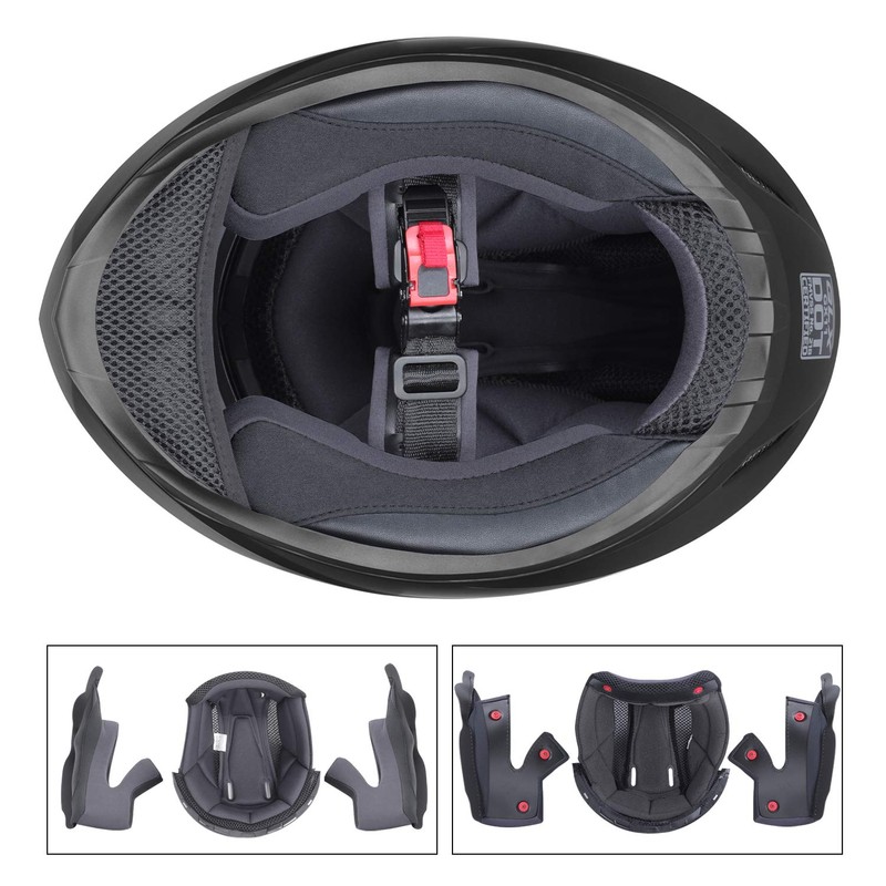 GLX GX11 Compact Motorcycle Helmet - Matte Black, X-Large -
