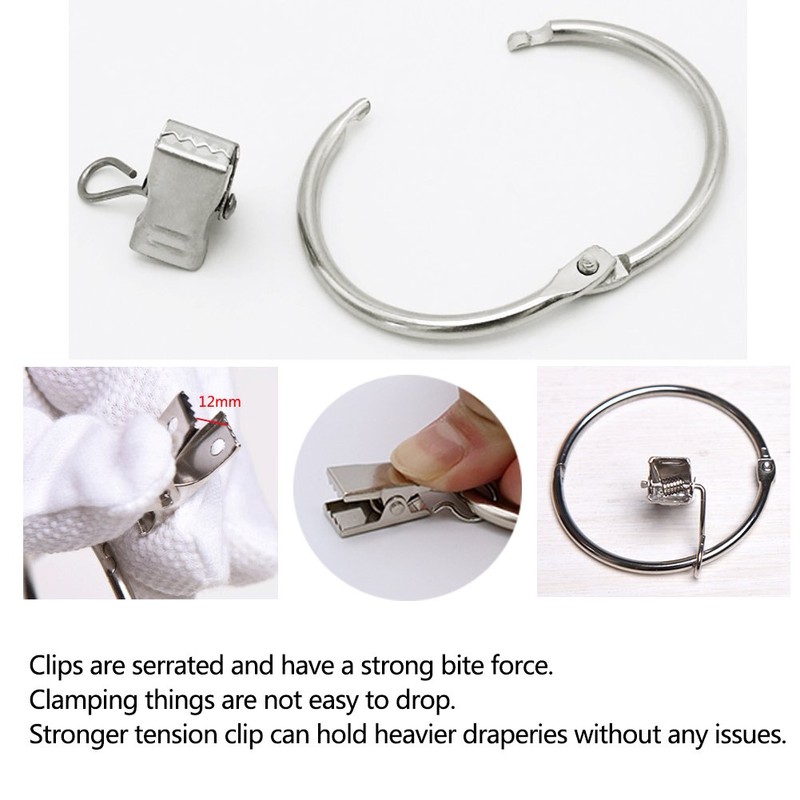 25 Pack Curtain Ring wiht Clips, Metal Decorative Drapery Window