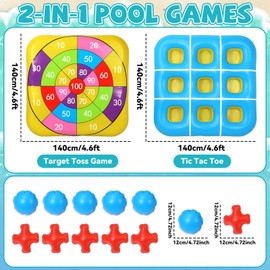 Conderyang 2-in-1 Pool Games Set Inflatable Giant Tic Tac Toe Bean Bag Toss Game 4.6 Ft Double-Sided Foldable Floating Water Toys Outdoor Play for Summer Swimming Pool Family Reunion Game Beach Party