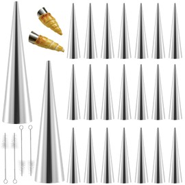 MUKLEI 80 Pcs Cream Horn Molds, 5.5 Inch Stainless Steel Cannolis Tubes Cannoli Forms, Conical Pastry Croissant Cones Moulds for Baking
