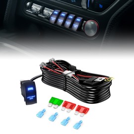 4WDKING LED Light Bar Wiring Harness Kit - 2 Lead 12AWG Heavy Duty 12V 5Pin Rocker On Off Waterproof Switch Power Relay Blade Fuse for Off Road Lights LED Work Light (L2)