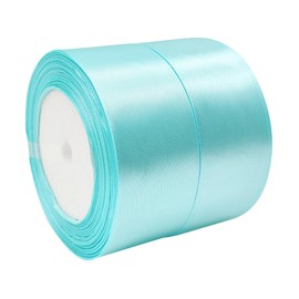 Turquoise Satin Ribbon 1-1/2 inch for Gift Wrapping 2 Rolls 50 Yards Fabric Ribbon Silk Floral Ribbon Wedding Party Wreath Decorative Ribbon for Valentine's Day & Mother's Day Sewing-Binding-Bow