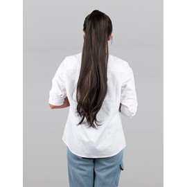 Stasia Street 20-Inch Straight Clip-In Pony Tail Korean Synthetic Breatheable Hair Extensions for Women Natural Look Instant Volume & Length – Copper Highlights