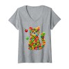 Women's Meet the Fruit Loops Cat: Colourful and Cute V-Neck
