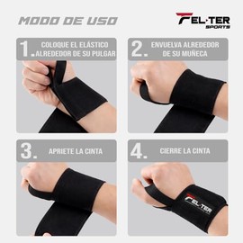 FELTER FITNESS Muñequera Deportiva, Soporte y Protección para Levantamiento de Pesas Gym