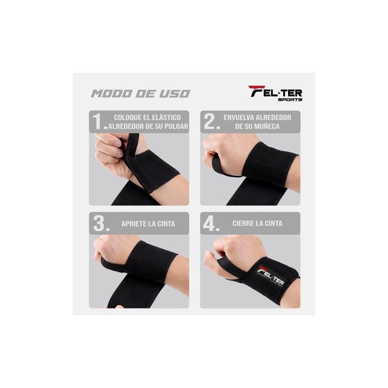 FELTER FITNESS Muñequera Deportiva, Soporte y Protección para Levantamiento de