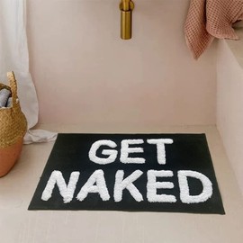 Get Naked Bath Mat Cute Bathroom Rugs Non Slip Absorbent Bath Rugs Funny Bathroom Decor for Apartment Black Bath mat for Tub and Shower,Machine Washable16 x24