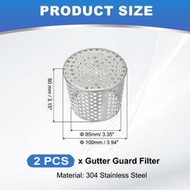 PATIKIL Gutter Guard Filter 3.9"-3.4", 2 Pcs PVC Termination Cap Mesh Screen Roof Vent Cover Stainless Steel Conical Exhaust Pipe Cover Downspout Guard Filter Strainer for Downspout