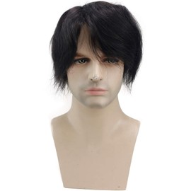 Rossy&Nancy Fine Mono Lace Men's Toupee Human Hair Poly Skin Around Hair Replacement System Durable NPU Monofilament Wig Hairpiece for Men 8x7inch 1B Black Color