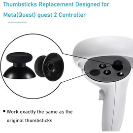 2 Pack Thumbsticks Replacement for Meta Oculus Quest 2 Controller, Custom Analog Joystick Thumb Sticks Repair Kit Buttons for Meta Quest 3, for Meta Quest Pro - Color: Black - 2PCS