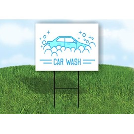 CAR WASH BLUE - Double Sided Yard Sign ROAD SIGN with Stand