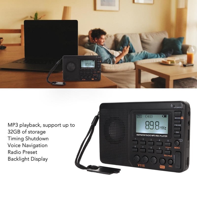 Full Band Recording Radio FM AM MP3 Player LCD Backlight