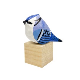 Hand Carved Bird Figurines, Hand-Painted Sculpted Wooden Birds, Wood Bird Sculptures for Home Decoration, Hand Crafted Life Like Bird Statues, Ideal Gifts for Bird Lovers (Blue Jay)