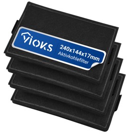 VIOKS Carbon Filter Cooker Hood Filter Set 4x Replacement for Miele Filter 9231860 DKF 19 & Extractor Filter for Cooker Hood/Cooker Hood Filter/Activated Carbon Filter Cooker Hood